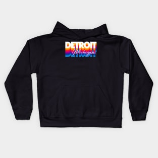 Detroit, Michigan // Retro Typography Design Kids Hoodie